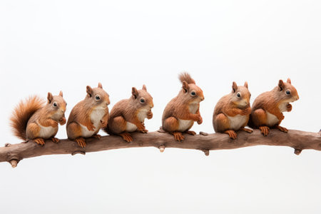 Active Squirrel in Bustling Group on a White or Clear Surface PNG Transparent Backgroundの素材