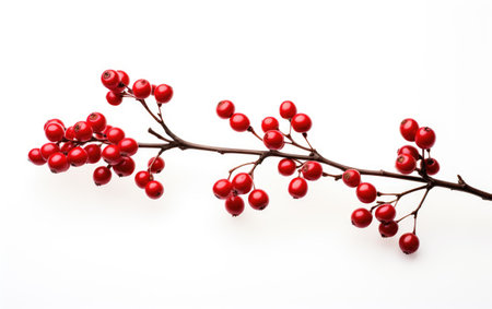 Red Berries Branches Laden With Sweetness on a White or Clear Surface PNG Transparent Backgroundの素材