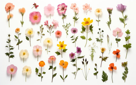 Flower Collections Botanical Beauty Sets on a White or Clear Surface PNG Transparent Backgroundの素材