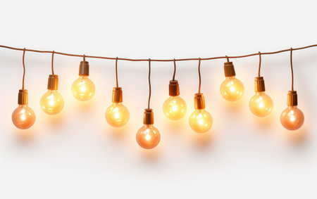 Seasonal Brilliance Festive Christmas Light Strings on a White or Clear Surface PNG Transparent Backgroundの素材