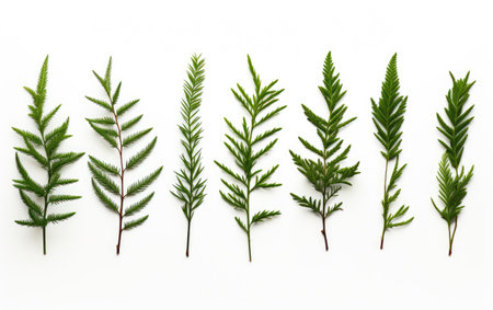 Arboreal Set Verdant Fir Collection on a White or Clear Surface PNG Transparent Backgroundの素材