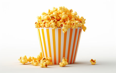 Popped Corn Treat Bucketful of Delight on a White or Clear Surface PNG Transparent Backgroundの素材