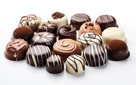 Fine Chocolate Collections Tempting Assortments on a White or Clear Surface PNG Transparent Backgroundの素材