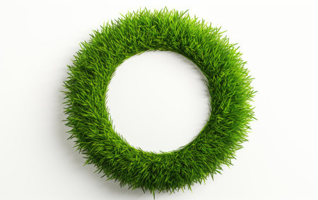 Serene Rounds Vibrant Green Grass on a White or Clear Surface PNG Transparent Backgroundの素材