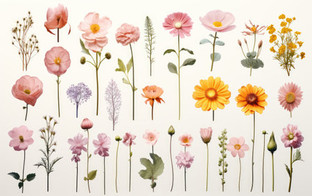 Enchanting Arrangements Floral Nature Sets on a White or Clear Surface PNG Transparent Backgroundの素材