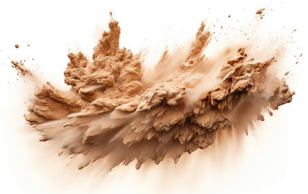 Explosive Isolation Sand Flying Chaos on a White or Clear Surface PNG Transparent Backgroundの素材