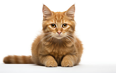 Whiskered Elegance Amber Ginger Cat on a White or Clear Surface PNG Transparent Backgroundの素材