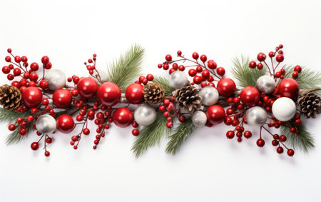 Yuletide Adornments Merry Christmas Garland Display on a White or Clear Surface PNG Transparent Backgroundの素材