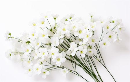White Floral Charm Small Gypsophila Blossoms on a White or Clear Surface PNG Transparent Backgroundの素材