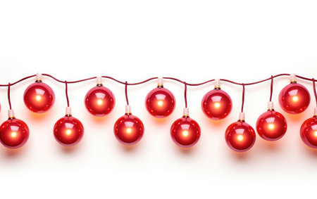Yuletide Illumination Sparkling Christmas String Lights on a White or Clear Surface PNG Transparent Backgroundの素材
