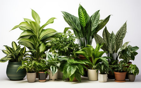 Interior Foliage Haven House Plants on a White or Clear Surface PNG Transparent Backgroundの素材