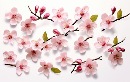 Botanical Delight Cherry Flower Assortment on a White or Clear Surface PNG Transparent Backgroundの素材