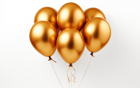 Shimmering Elegance Golden Helium Balloon on a White or Clear Surface PNG Transparent Backgroundの素材
