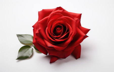 Floral Elegance Crimson Rose Petal on a White or Clear Surface PNG Transparent Backgroundの素材