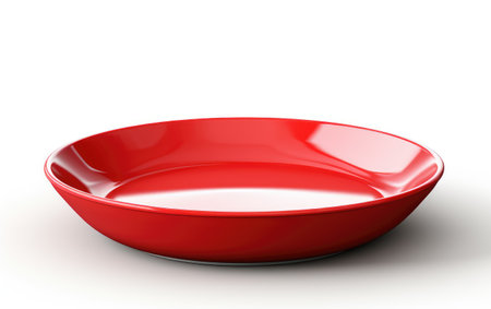 Culinary Elegance Scarlet Dish Display on a White or Clear Surface PNG Transparent Backgroundの素材