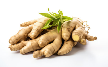 Culinary Essential Root Ginger Unveiled on a White or Clear Surface PNG Transparent Backgroundの素材