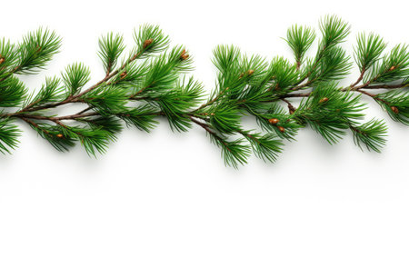 Woodland Boughs Vibrant Pine Branches on a White or Clear Surface PNG Transparent Backgroundの素材