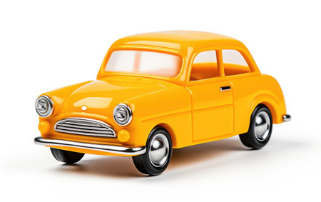 Miniature Adventure Yellow Toy Car on a White or Clear Surface PNG Transparent Backgroundの素材