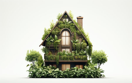 Growth Dwells House Embraces Nature on a White or Clear Surface PNG Transparent Backgroundの素材