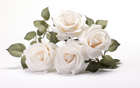 Blooming Elegance White Roses Grace on a White or Clear Surface PNG Transparent Backgroundの素材