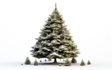 Merry Evergreen Joyful Christmas Tree Decor on a White or Clear Surface PNG Transparent Backgroundの素材
