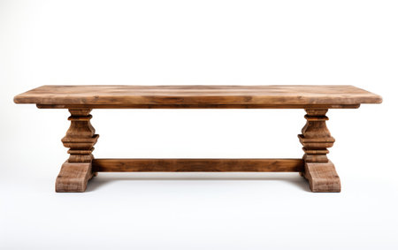 Timber Elegance Classic Wooden Table on a White or Clear Surface PNG Transparent Backgroundの素材