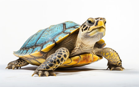 Blue Serenity Natures Majestic Turtle on a White or Clear Surface PNG Transparent Backgroundの素材