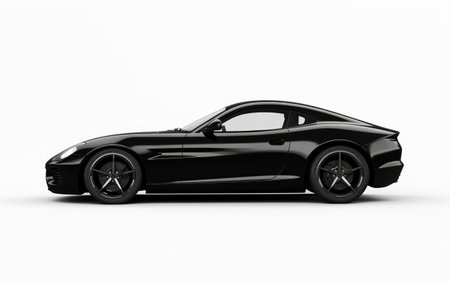 Sleek Black Cars Side View on a White or Clear Surface PNG Transparent Backgroundの素材