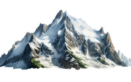 Towering Summit Majestic Big Mountain Peaks on a White or Clear Surface PNG Transparent Backgroundの素材