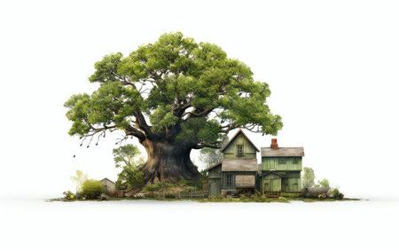 Domiciles Arboreal Majesty Big Tree on a White or Clear Surface PNG Transparent Backgroundの素材