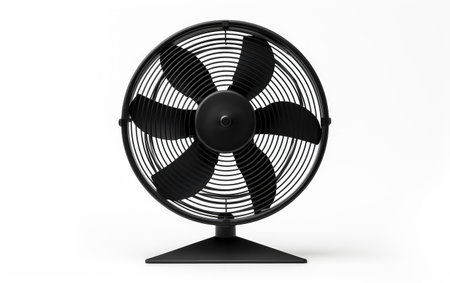 Stylish Cooling Classic Black Fan on a White or Clear Surface PNG Transparent Backgroundの素材