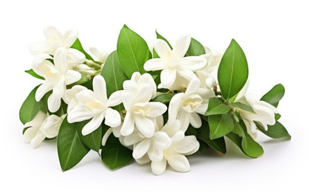 Jasmine Blooms in Moonlight Glow on a White or Clear Surface PNG Transparent Backgroundの素材