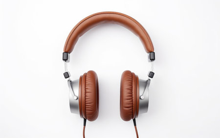 Cocoa Beats Stylish Brown Headphones on a White or Clear Surface PNG Transparent Backgroundの素材