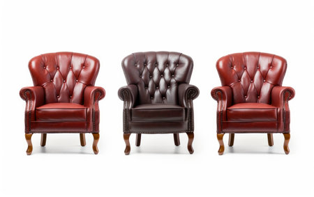 Matching Pair Coordinated Chairs Complete Set on a White or Clear Surface PNG Transparent Backgroundの素材