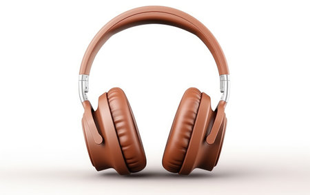 Stylish Brown Headphones Cocoa Beats on a White or Clear Surface PNG Transparent Backgroundの素材