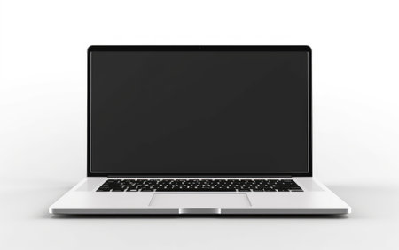 Digital Canvas Blank Laptop Screen on a White or Clear Surface PNG Transparent Backgroundの素材