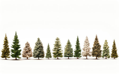Assorted Trees Varied Christmas Collection Display on a White or Clear Surface PNG Transparent Backgroundの素材