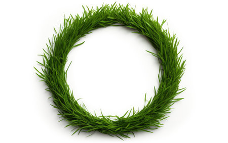 Grass Circle Lush Verdant Greenery on a White or Clear Surface PNG Transparent Backgroundの素材