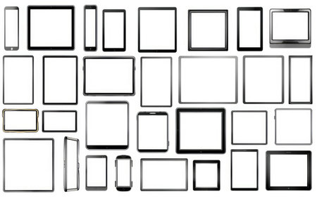 Digital Ensemble Computers Frame Collection on a White or Clear Surface PNG Transparent Backgroundの素材