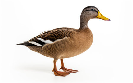 Wild Brown Duck on a White or Clear Surface PNG Transparent Backgroundの素材
