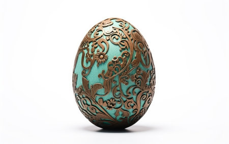 Handcrafted Easter Egg Artisanal Delight on a White or Clear Surface PNG Transparent Backgroundの素材
