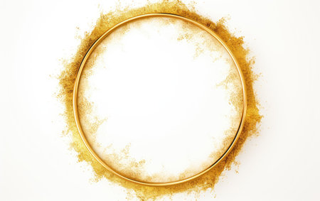 Golden Element Circle Shimmering Radiance on a White or Clear Surface PNG Transparent Backgroundの素材