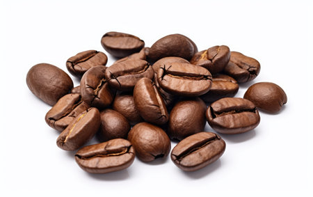 Aroma Infusion Freshly Roasted Coffee Beans on a White or Clear Surface PNG Transparent Backgroundの素材