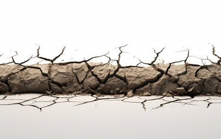 Earths Pattern Intricate Cracks Unfold on a White or Clear Surface PNG Transparent Backgroundの素材