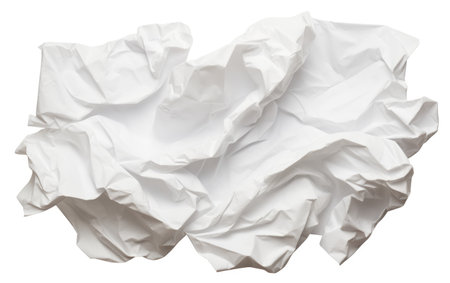 Torn Sheets Crumpled Journey Unraveled on a White or Clear Surface PNG Transparent Backgroundの素材