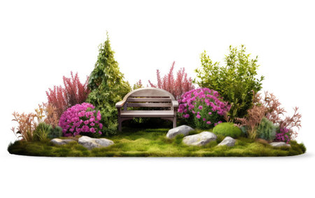 Botanical Artistry Crafted Design Garden on a White or Clear Surface PNG Transparent Backgroundの素材