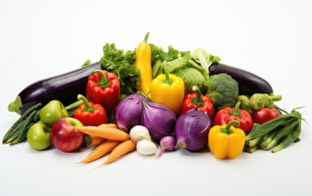 Fresh Harvest Vibrant Vegetable Medley on a White or Clear Surface PNG Transparent Backgroundの素材