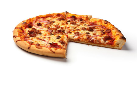 Irresistible Flavor Tasty Pizza Segment on a White or Clear Surface PNG Transparent Backgroundの素材