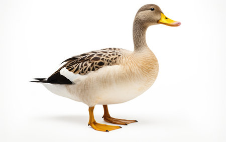 Golden Breed Duck on a White or Clear Surface PNG Transparent Backgroundの素材
