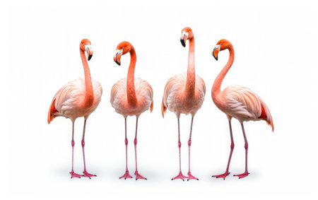 Distinctive Pink Flamingos Elegant Look on a White or Clear Surface PNG Transparent Backgroundの素材